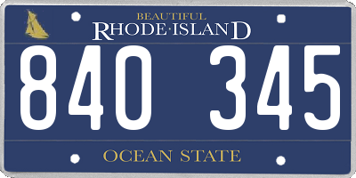 RI license plate 840345