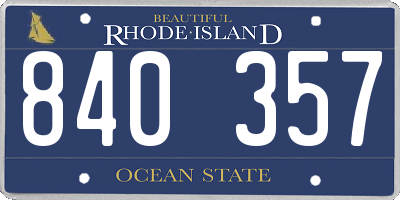 RI license plate 840357