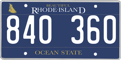 RI license plate 840360