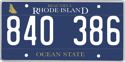 RI license plate 840386