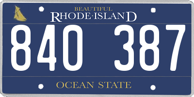 RI license plate 840387