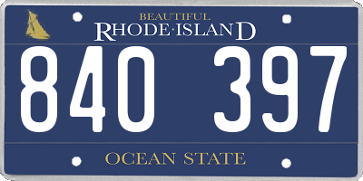 RI license plate 840397