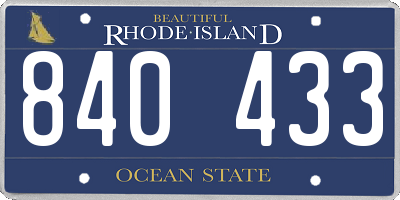 RI license plate 840433