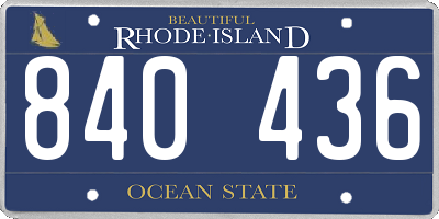 RI license plate 840436