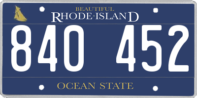 RI license plate 840452