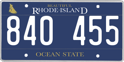 RI license plate 840455