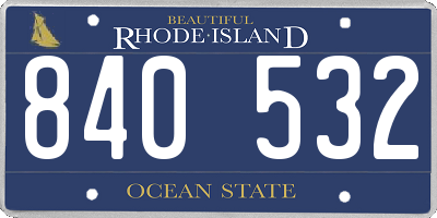 RI license plate 840532