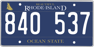 RI license plate 840537