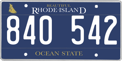 RI license plate 840542