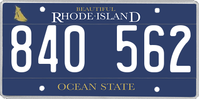 RI license plate 840562