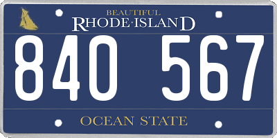 RI license plate 840567