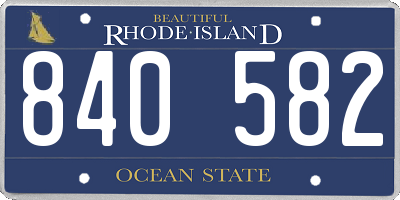 RI license plate 840582