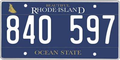 RI license plate 840597
