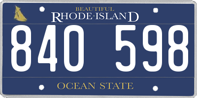 RI license plate 840598