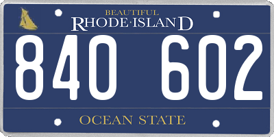 RI license plate 840602