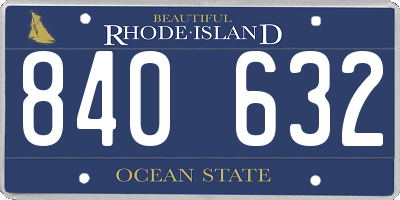 RI license plate 840632