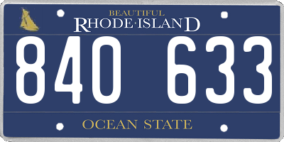 RI license plate 840633