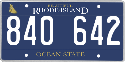 RI license plate 840642