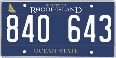 RI license plate 840643