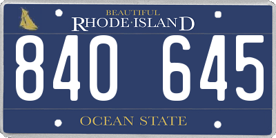 RI license plate 840645