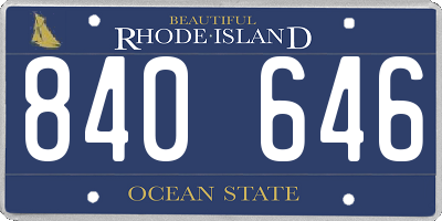 RI license plate 840646