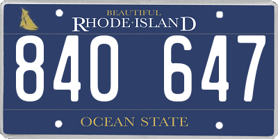 RI license plate 840647