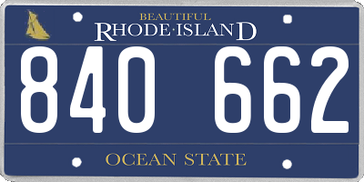 RI license plate 840662