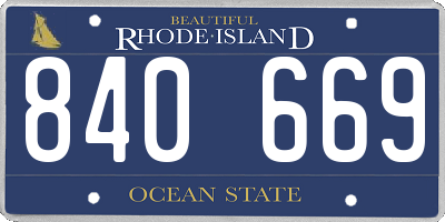 RI license plate 840669
