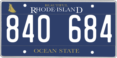 RI license plate 840684
