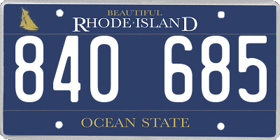 RI license plate 840685
