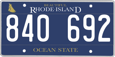 RI license plate 840692