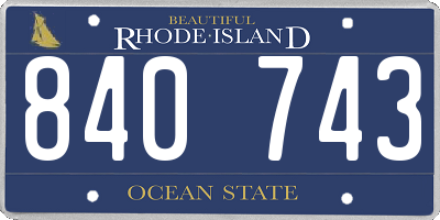 RI license plate 840743
