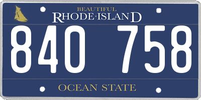 RI license plate 840758