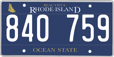 RI license plate 840759