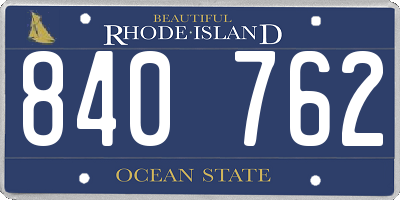 RI license plate 840762