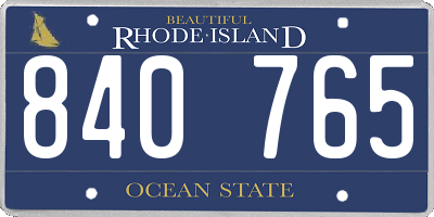 RI license plate 840765