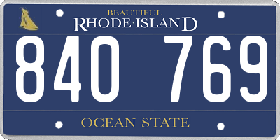 RI license plate 840769
