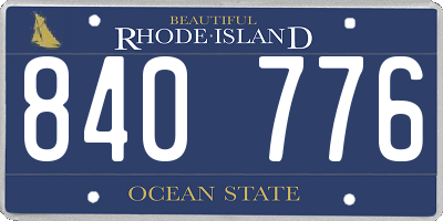 RI license plate 840776