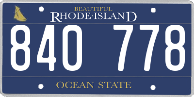 RI license plate 840778