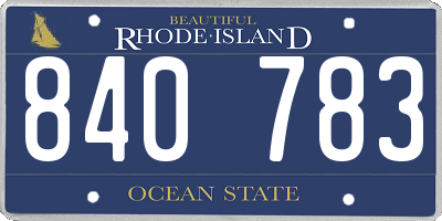 RI license plate 840783