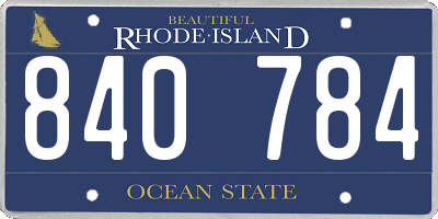 RI license plate 840784