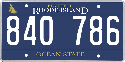 RI license plate 840786