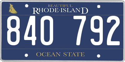 RI license plate 840792