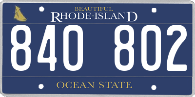 RI license plate 840802