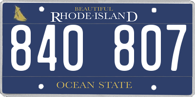 RI license plate 840807