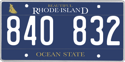 RI license plate 840832