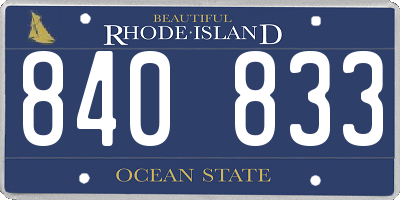 RI license plate 840833