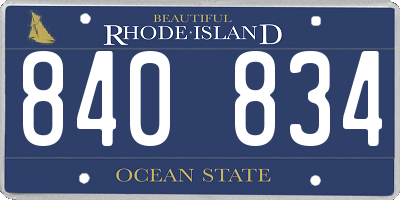 RI license plate 840834