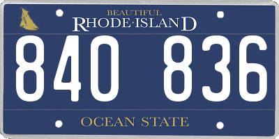 RI license plate 840836
