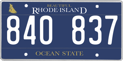 RI license plate 840837